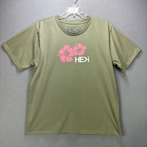 HE is greater than i Tee Shirt XL Olive Green Pink Hibiscus Hawaii Aloha Surf